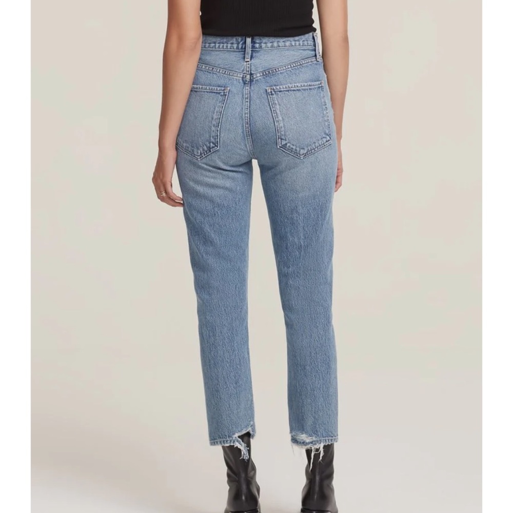 Agolde Riley High Rise Straight Crop Rigid Jeans in Emulsion - Picture 2 of 8